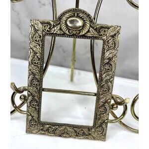 Vintage Ornate Heavy Gold Cast Metal Picture Frame 2X3 Hollywood Regency Baroque